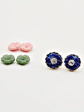 Vintage Avon Blossom Bouquet Earrings Interchangeable Flower Studs 1978